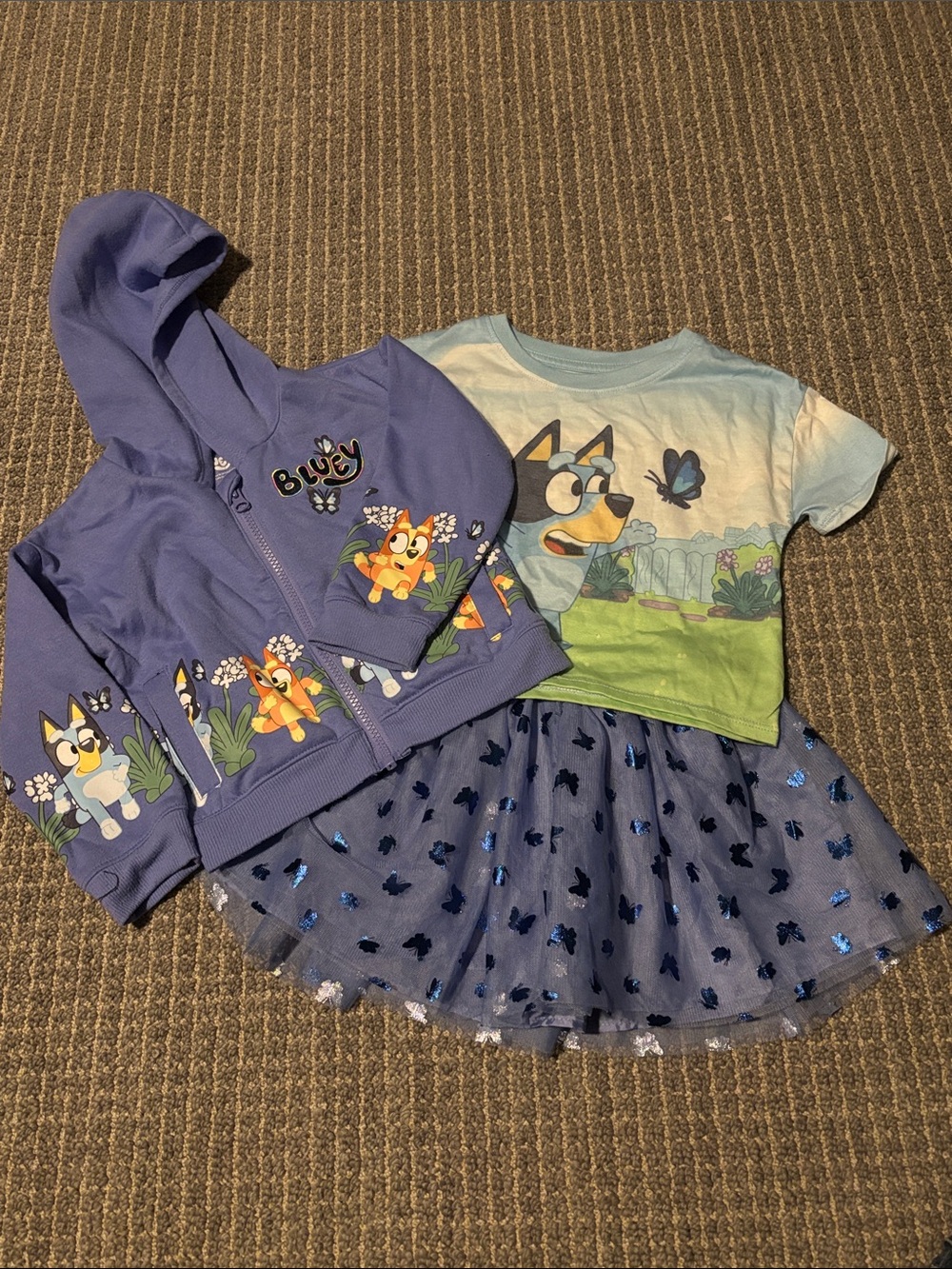 Bluey Girls' Purple Hoodie & Skirt Matching Set - Bluey